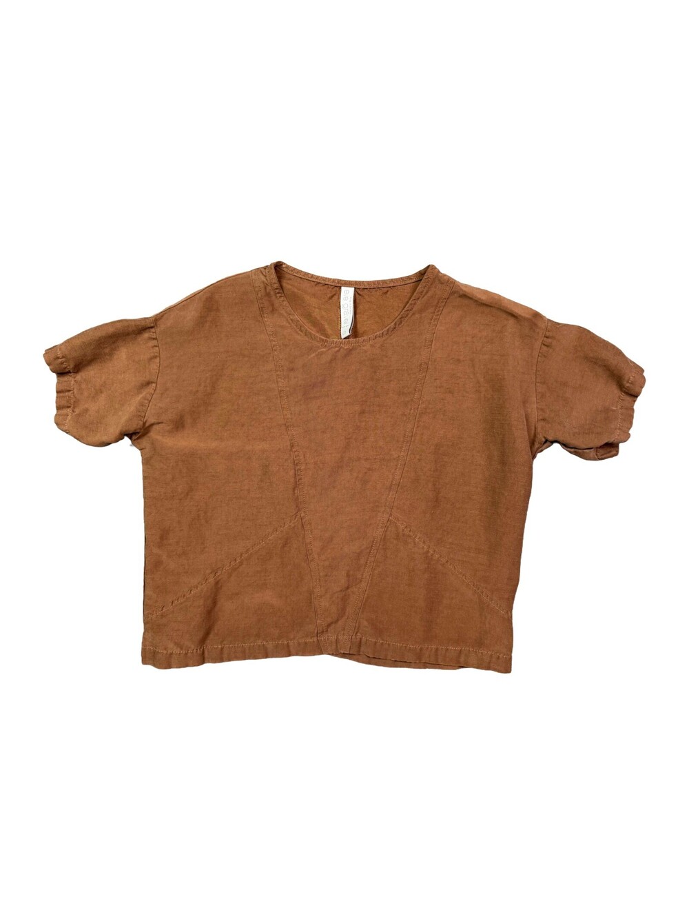 Eve Gravel Womens Small Brown Tencel Linen Cropped Top Blouse Made Canada Boho